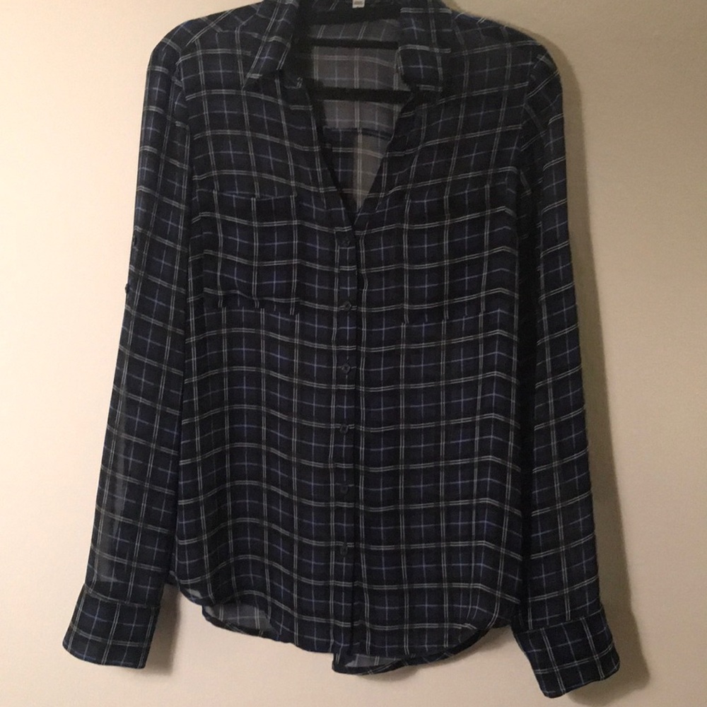 See through Express button up blouse